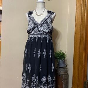 𝅺sienna Sky Blue Floral Maxi Tiered Dress Size 14